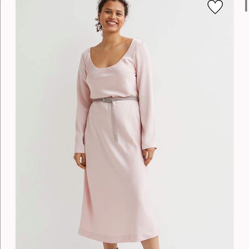 H&M silk midi dress with rhinestone belt